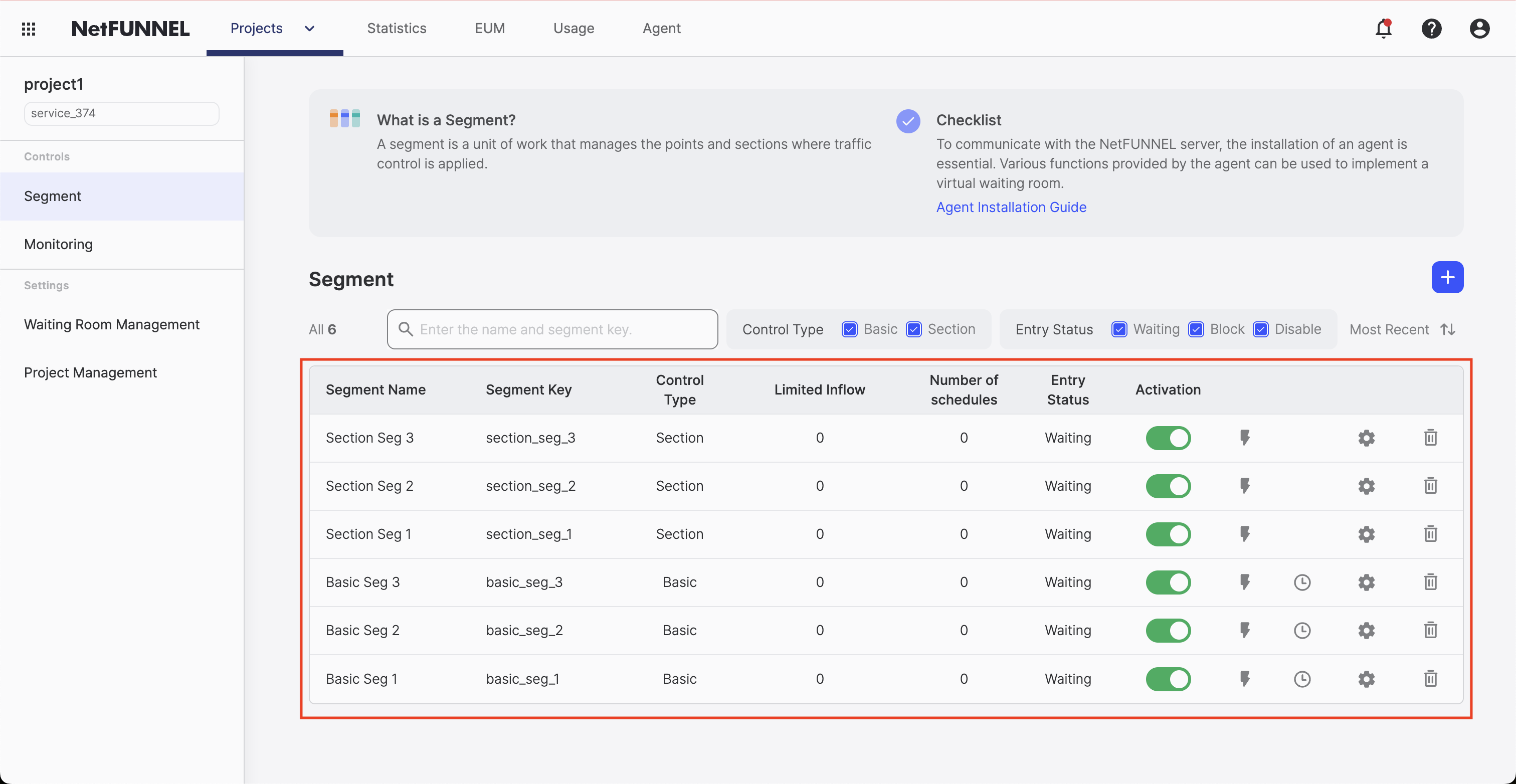 Segment List Section