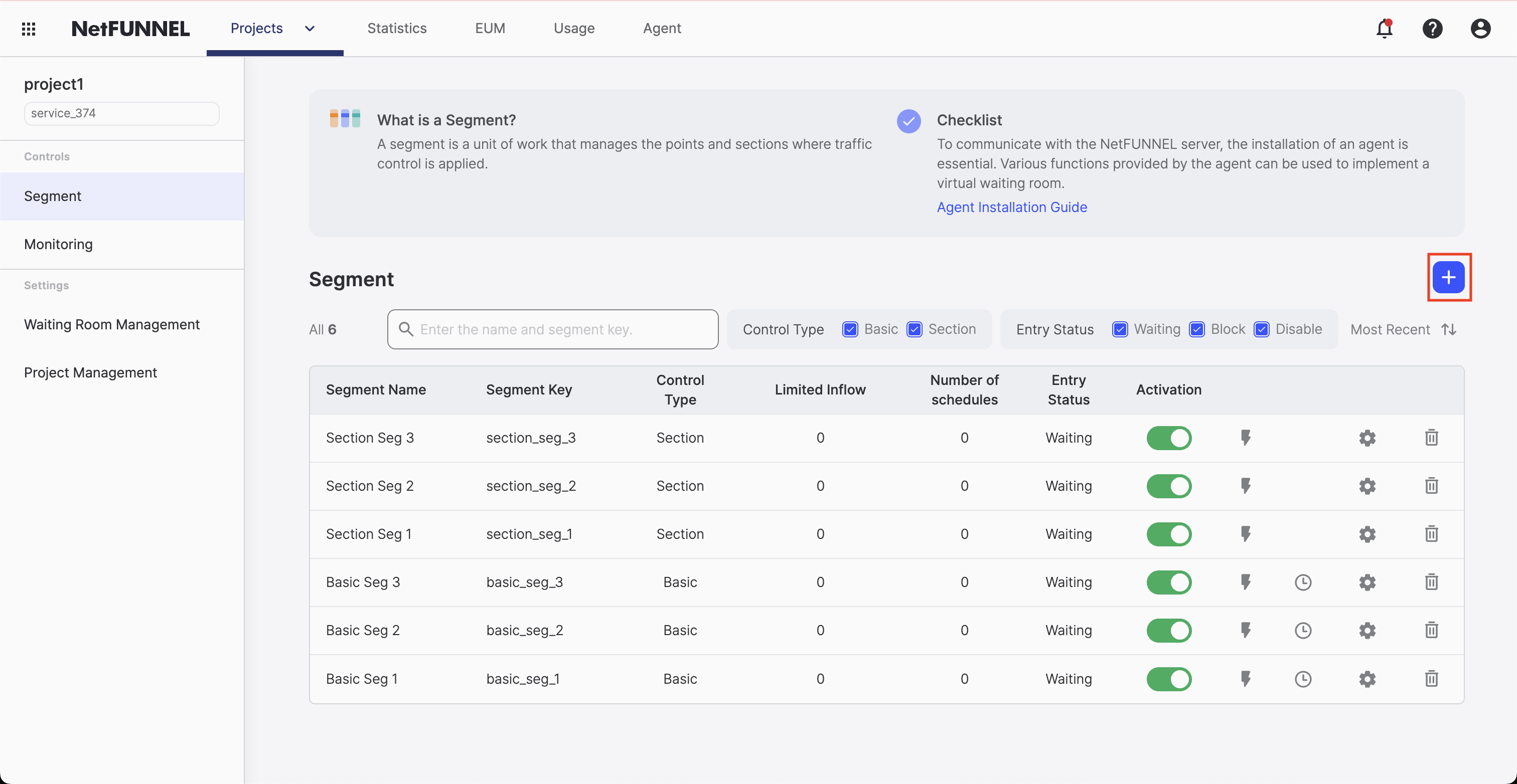 Segment Create Button