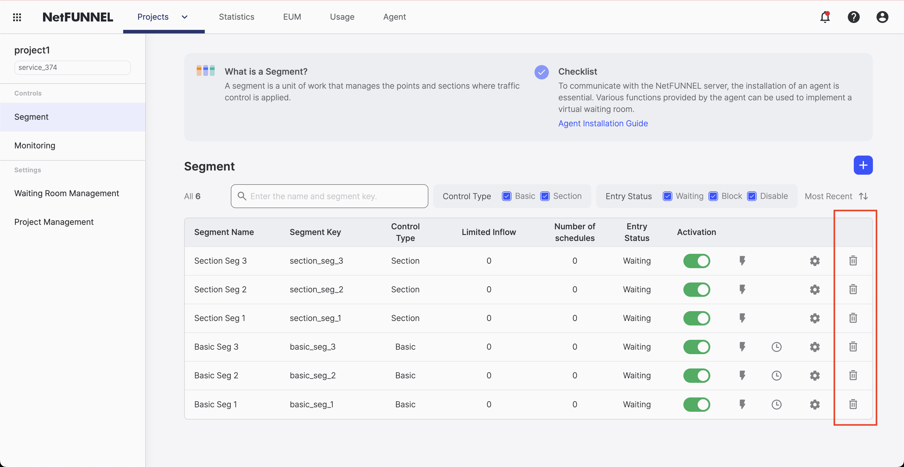 Segment Delete Button