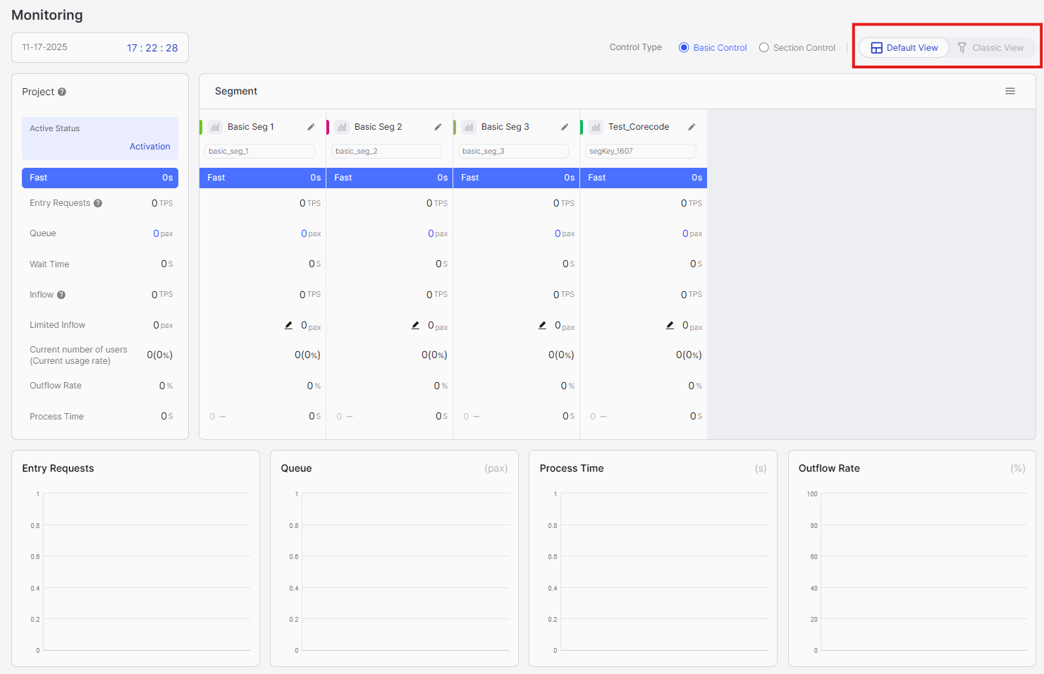 View mode selection section showing Default View and Classic View toggle options