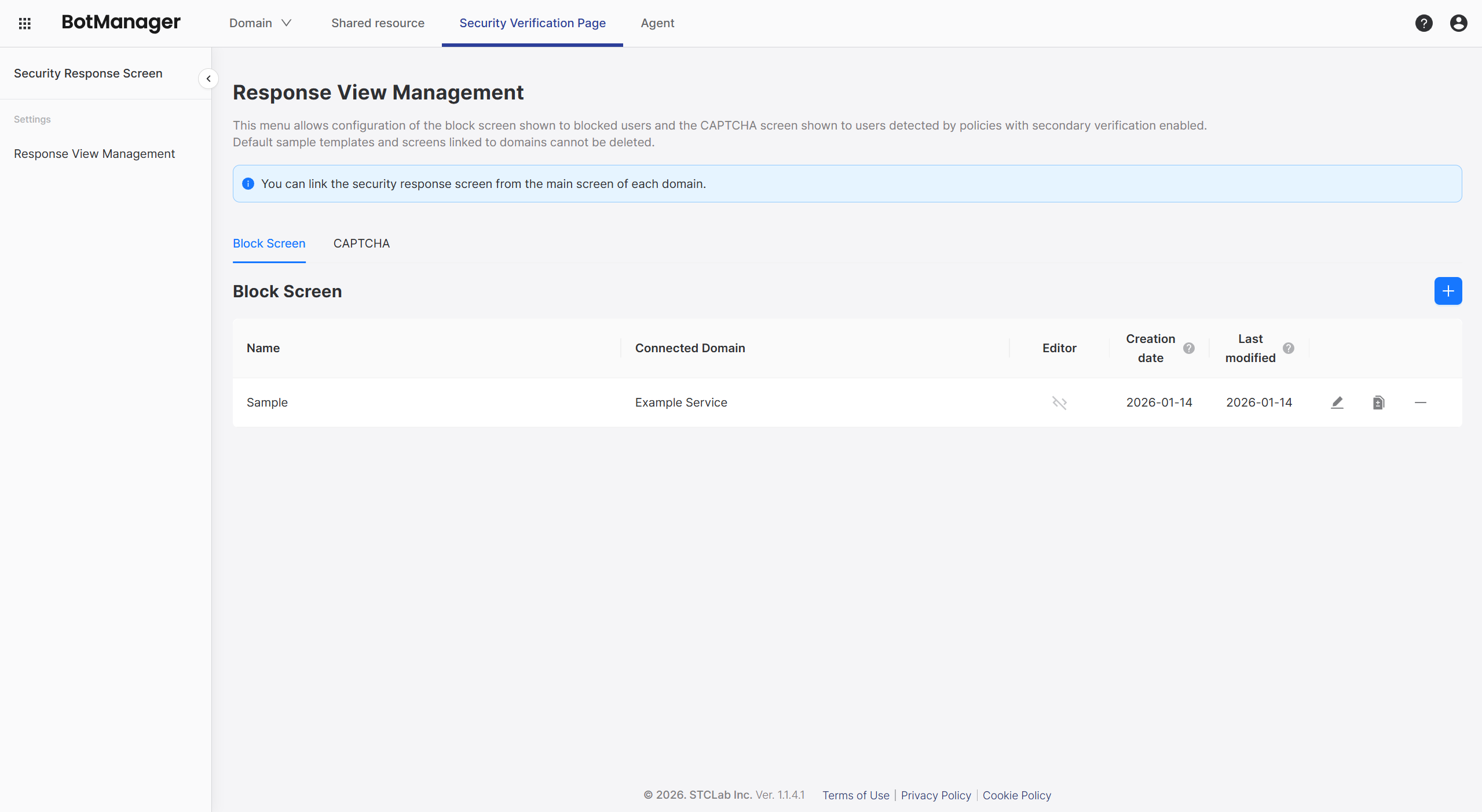 Security Response Screen
