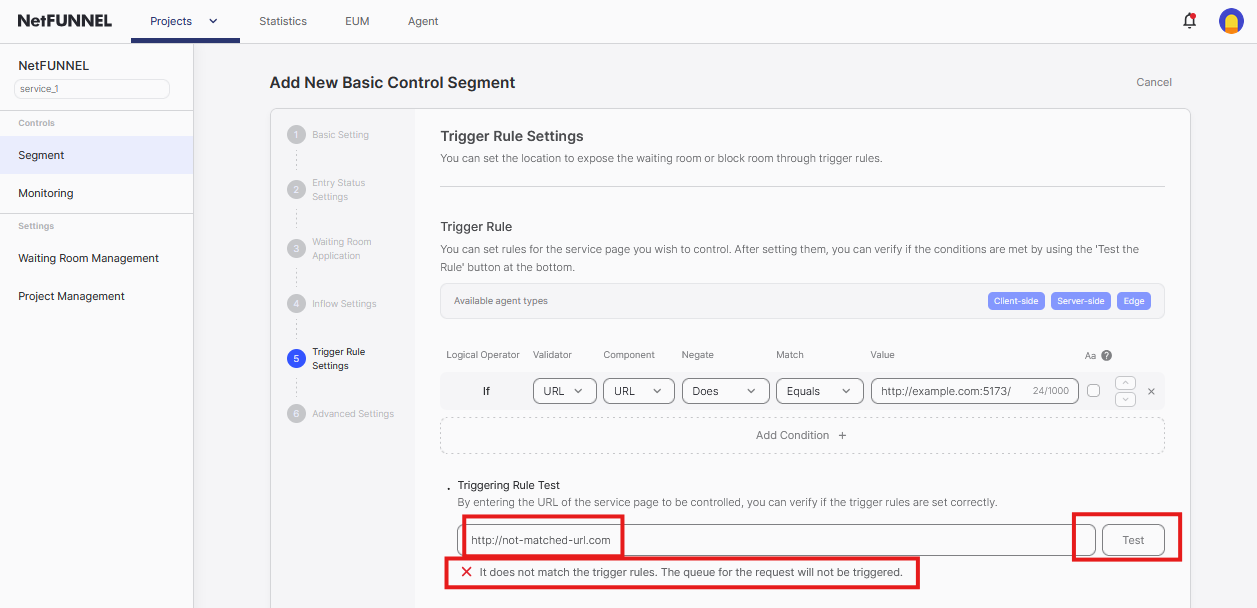 Test failure example