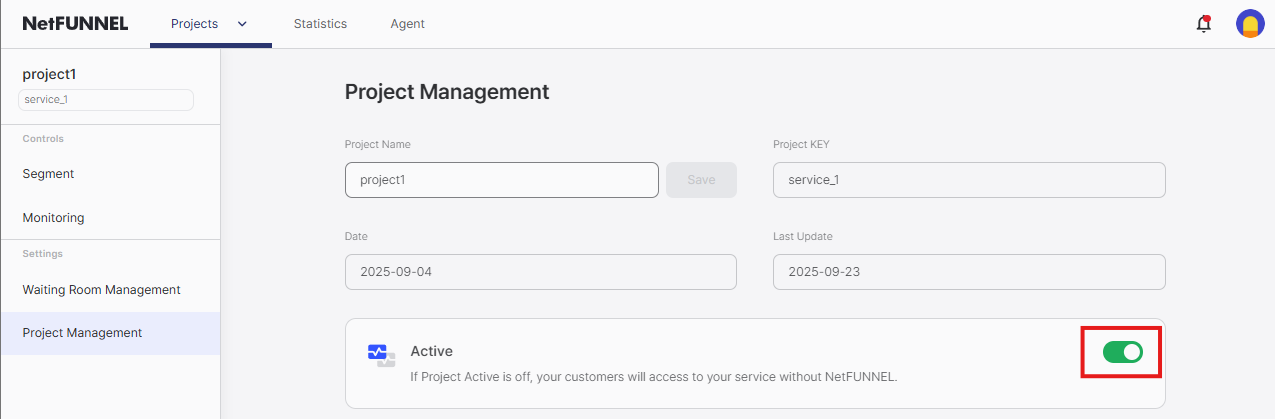Project Activation Toggle